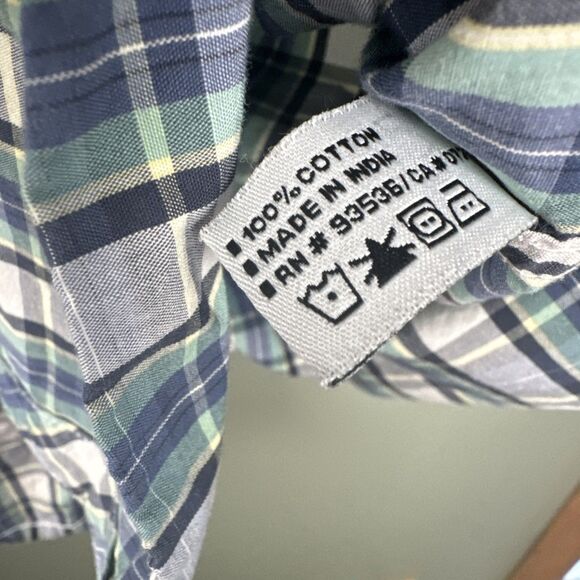 Ecko Unltd Mens XL Blue Plaid Short Sleeve Pearl‎ Snap Western Button Up Patches - Picture 10 of 14